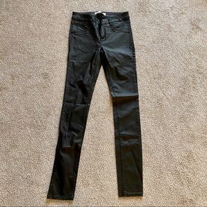 Black faux leather pants